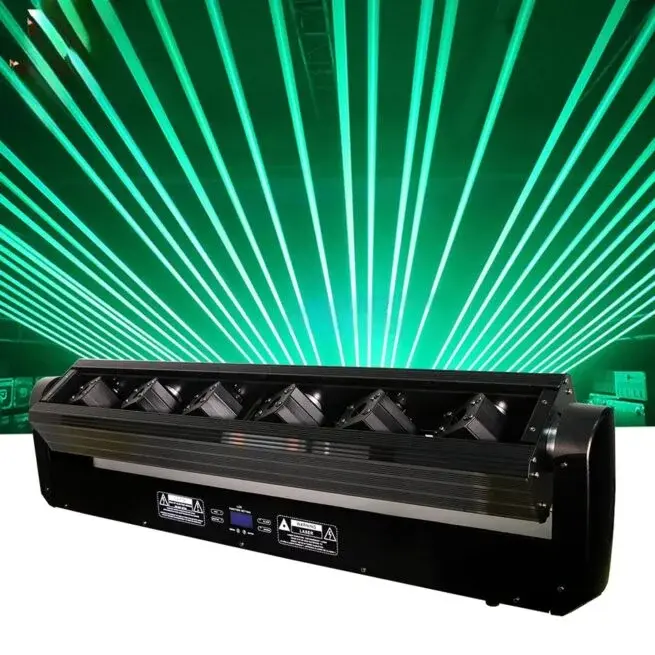 Moving Head 360* 6 Eyes GREEN Color Laser Scanner Light DMX512 150W Red Beam Laser Stage Light