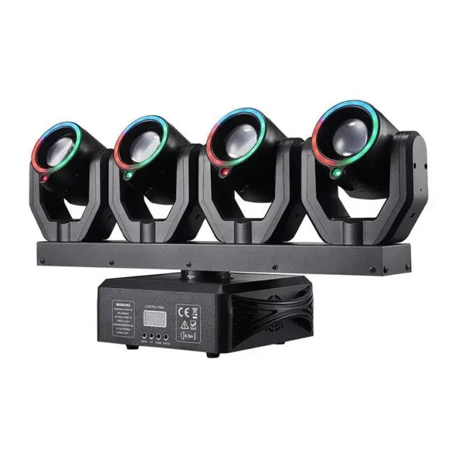 150W 4 Heads RGBW LED for Light with Ring Lasers Effect DMX512 IP33 for DJ Disco Party Stage Lighting
