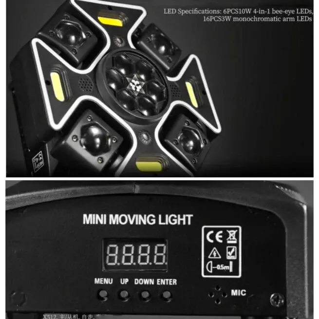 4 LED + RG Laser + 4 Flasher + RGB Strip + Projector + Remote Control