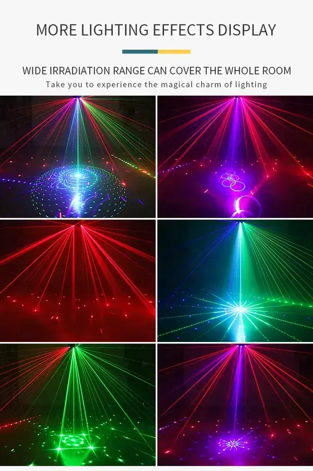 6 POINTER RED+GREEN+BLUE+STROBE DJ Laser