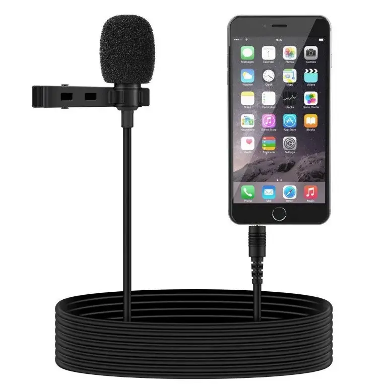 GENERIC COLLAR MIC CLIP WITH LONG CABLE FOR MOBILE,DSLR CAMERA,ETC (BLACK)