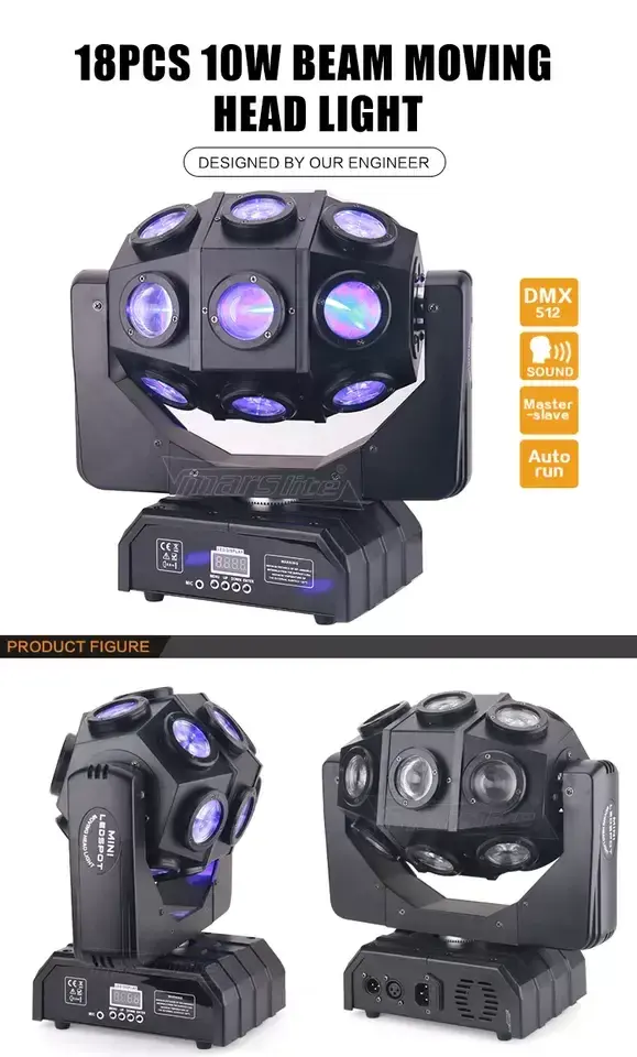 18pcs 10w led rgbw fast moving head light led dj beam moving head stage light dj disco baLL
