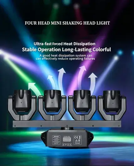 150W 4 Heads RGBW LED for Light with Ring Lasers Effect DMX512 IP33 for DJ Disco Party Stage Lighting