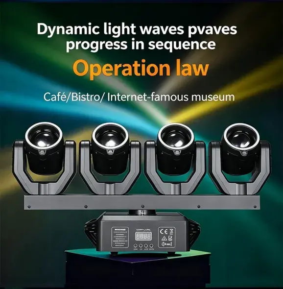 150W 4 Heads RGBW LED for Light with Ring Lasers Effect DMX512 IP33 for DJ Disco Party Stage Lighting