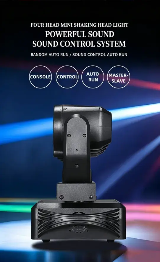 150W 4 Heads RGBW LED for Light with Ring Lasers Effect DMX512 IP33 for DJ Disco Party Stage Lighting