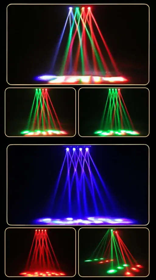 150W 4 Heads RGBW LED for Light with Ring Lasers Effect DMX512 IP33 for DJ Disco Party Stage Lighting