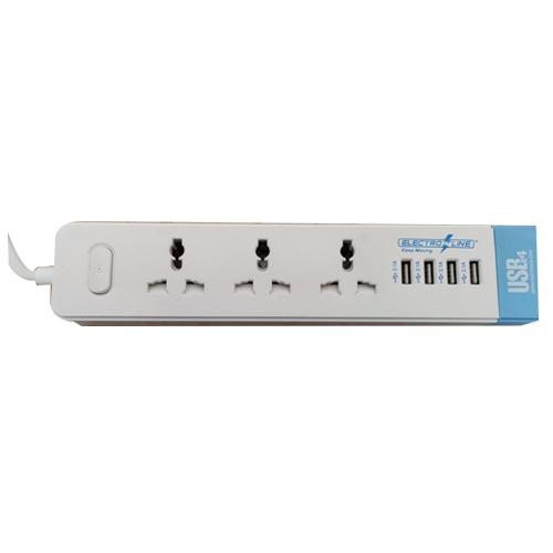 EXTENSION BOARD WITH USB SLOTS,INDIVIDUAL SWITCH,4 USB PORTS,USB OUTPUT 5V/2.1A, 4 WAY OUTLET POWER STRIPS WITH UNIVERSAL SURGE PROTECTION SOCKETS AND 2M EXTENSION CORD (WHITE)