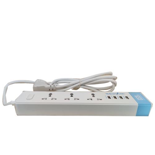 EXTENSION BOARD WITH USB SLOTS,INDIVIDUAL SWITCH,4 USB PORTS,USB OUTPUT 5V/2.1A, 4 WAY OUTLET POWER STRIPS WITH UNIVERSAL SURGE PROTECTION SOCKETS AND 2M EXTENSION CORD (WHITE)