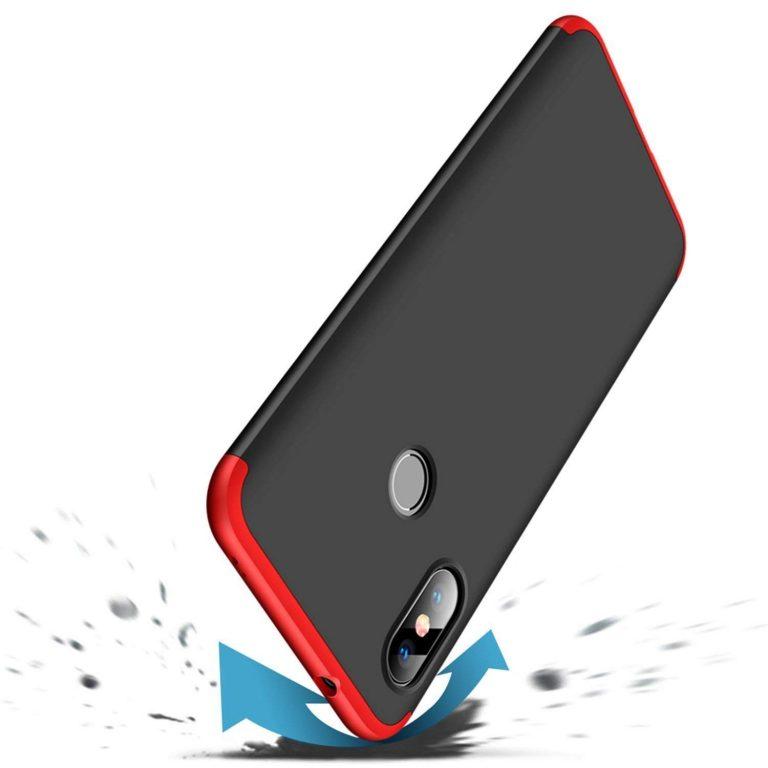 3 IN 1 DETACHABLE ANTI-SCRATCH PC HARD CASE 360° FULL BODY SHOCKPROOF PROTECTION BACK CASE COVER FOR MI 6 PRO BLACK & RED