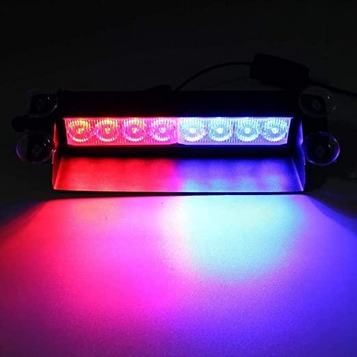 8 LED Red Blue Police Flashing Light for Universal All Cars