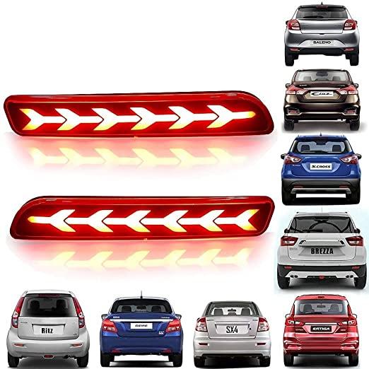 Car Reflector Led Brake Light for Bumper Rear, Back(Red)