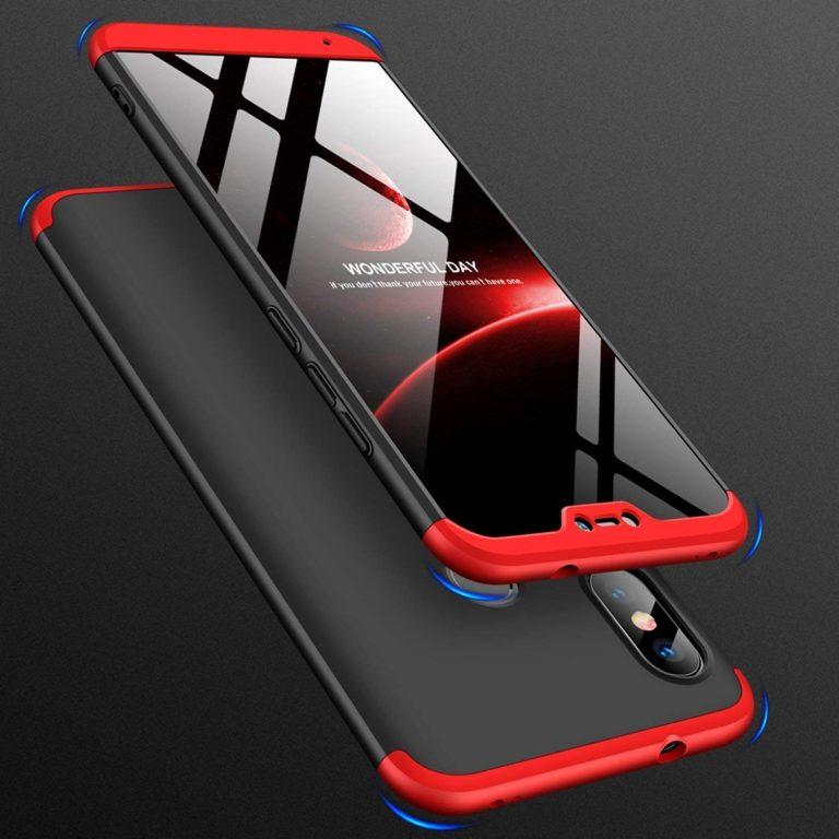 3 IN 1 DETACHABLE ANTI-SCRATCH PC HARD CASE 360° FULL BODY SHOCKPROOF PROTECTION BACK CASE COVER FOR MI 6 PRO BLACK & RED