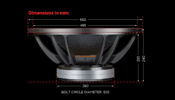 DYNAMITE Sonic 21-4Layer/4ohm Sub Woofer Red/Black